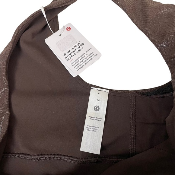 NWT lululemon Align Asymmetrical Ribbed Bra C/D Cup Shine Espresso Sz 14 - Picture 10 of 16